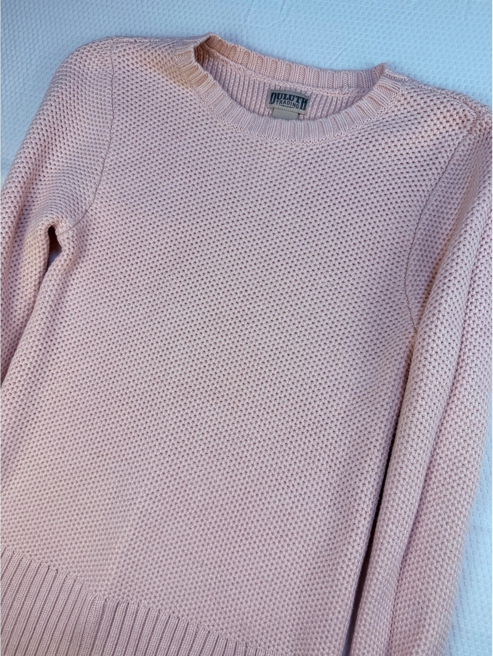 Duluth Trading Sweater Women XS Pink Heavy Chunky Knit Cotton Blend Pullover